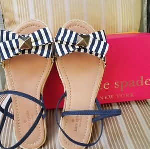 ♤ Kate Spade Cece Navy Stripped Grosgrain Sandal